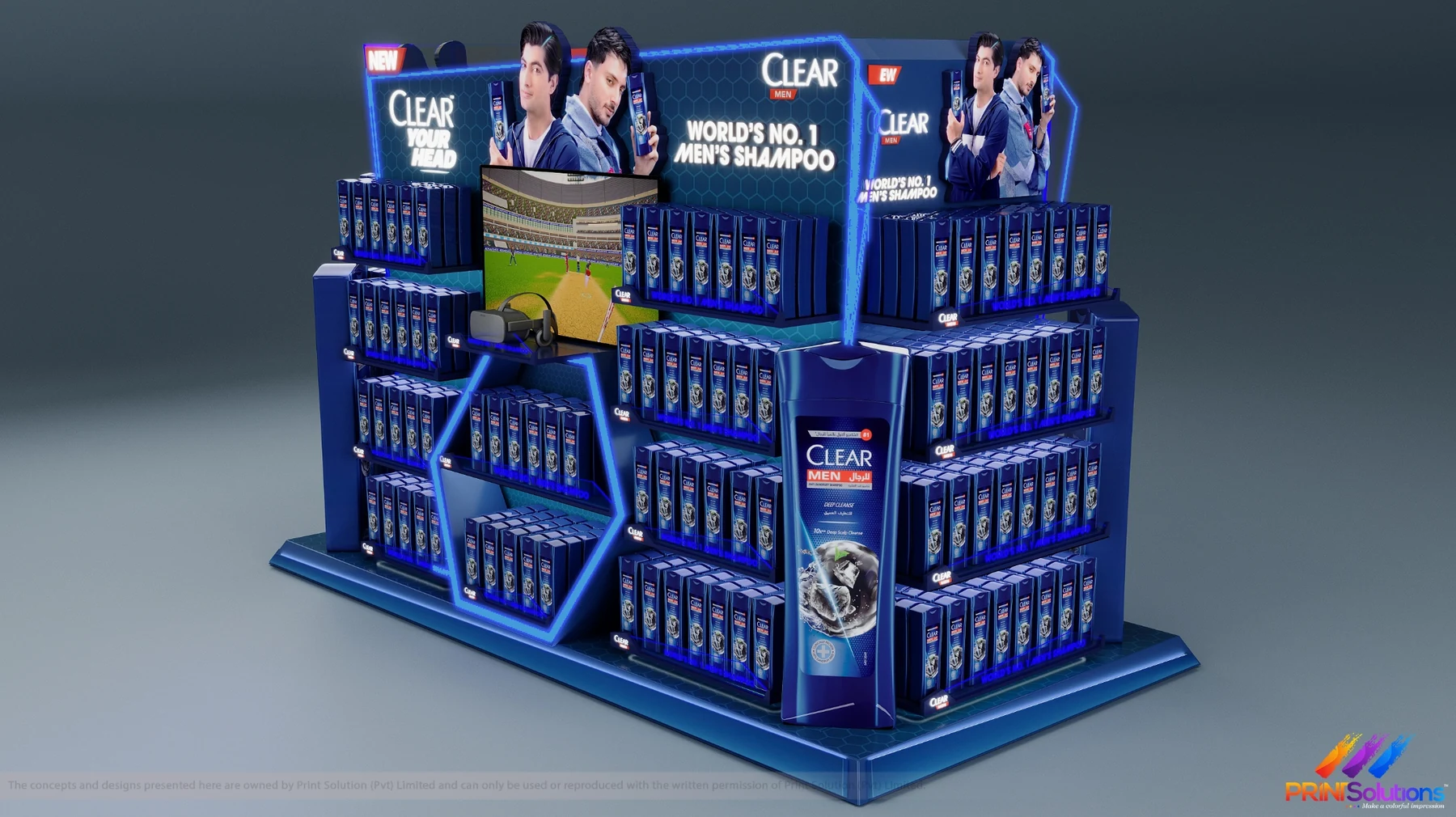 Render of the Clear tiered display seen head-on