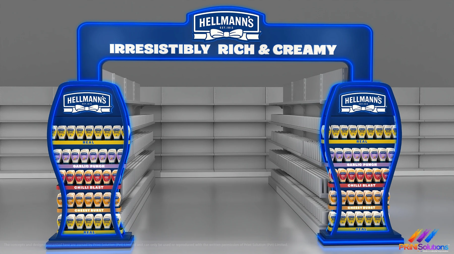 Render of the Hellmann's entrance arch on twin product towers