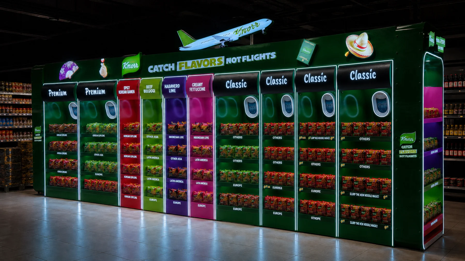 Complete Knorr Global Flavours ten-bay illuminated category wall