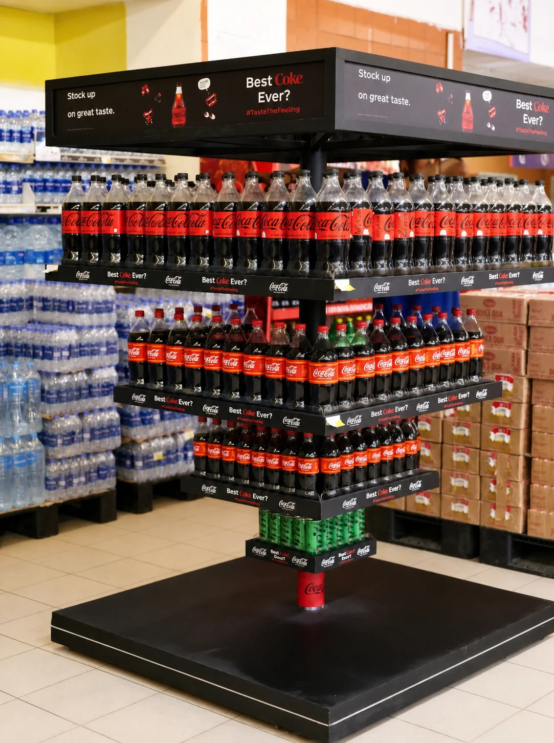 Coca-Cola black podium retail system